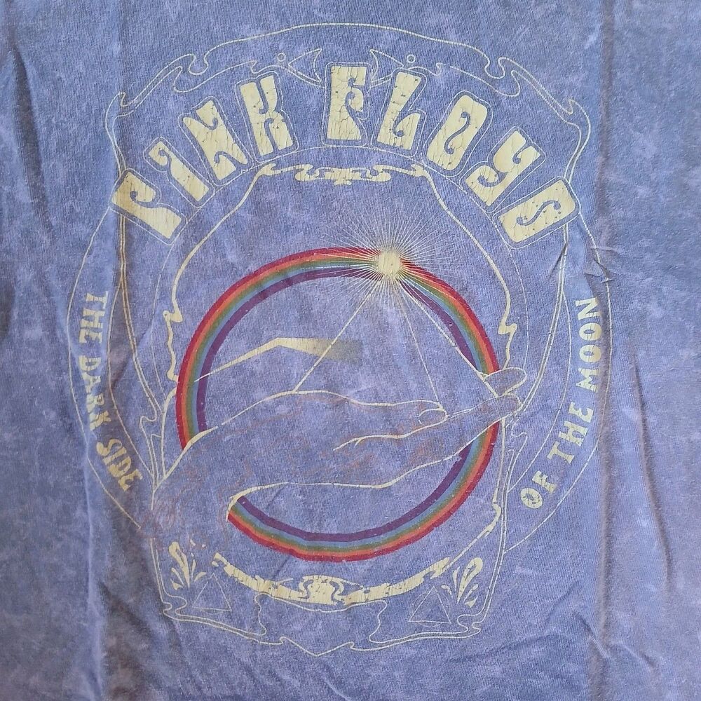 Pink Floyd The Dark Side of the Moon Gray T Shirt Womens S/M 100% Cotton Boho